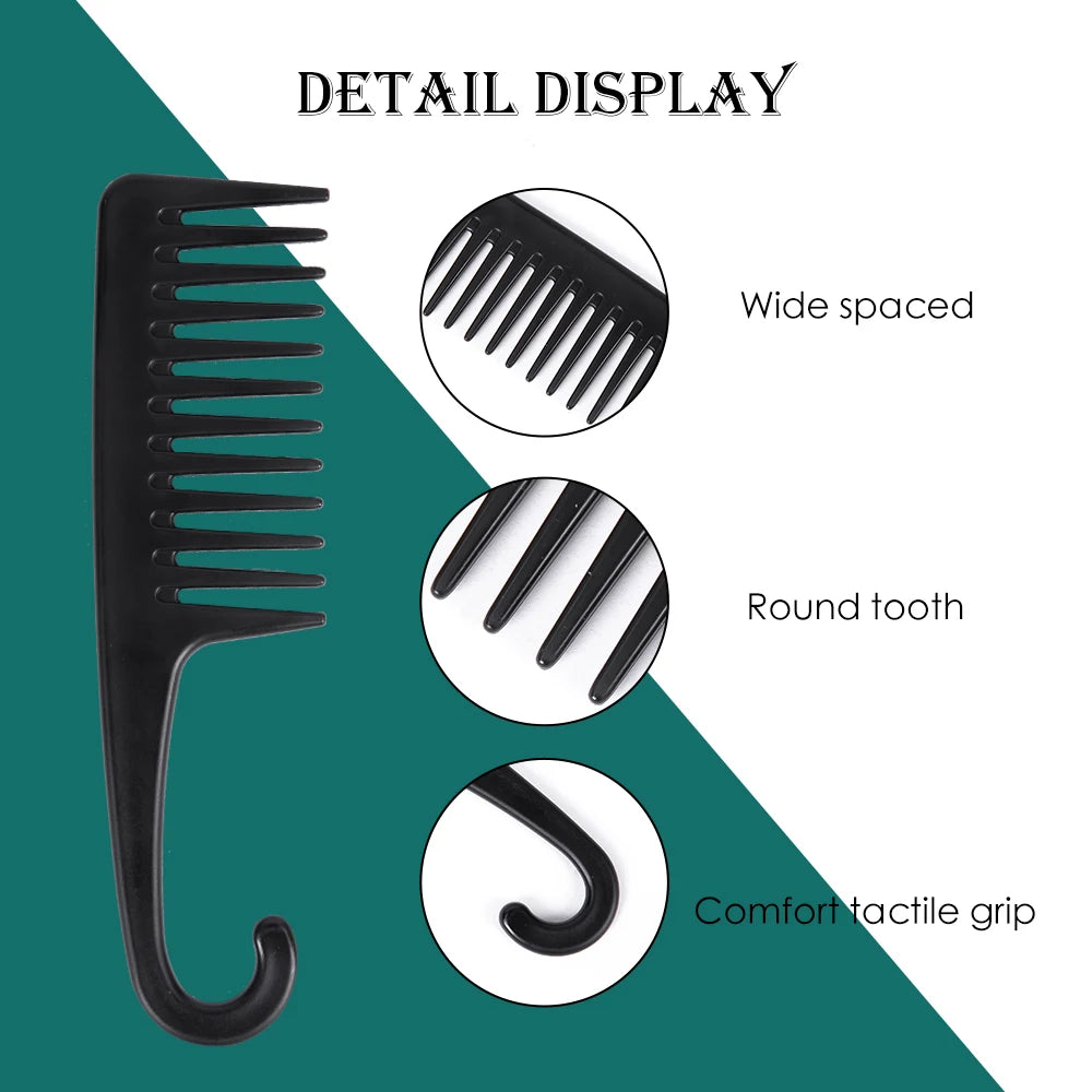 Large Wide Tooth Combs Of Hook Handle Detangling Reduce Hair Loss Comb Pro Hairdress Salon Dyeing Styling Brush Tools Household Peaceful Pleasures Health and Wellness