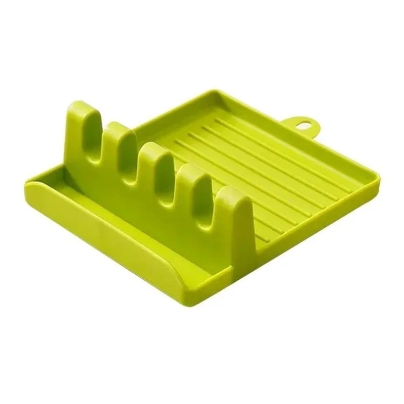 Kitchen Spoon Holders Fork Spatula Rack Shelf Organizer Plastic Chopsticks Holder Non-slip Spoons Pad Peaceful Pleasures Health and Wellness Green