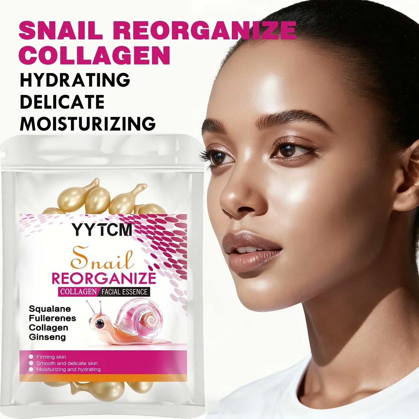 Snail Collagen Essence Capsules | Squalane & Ginseng Serum