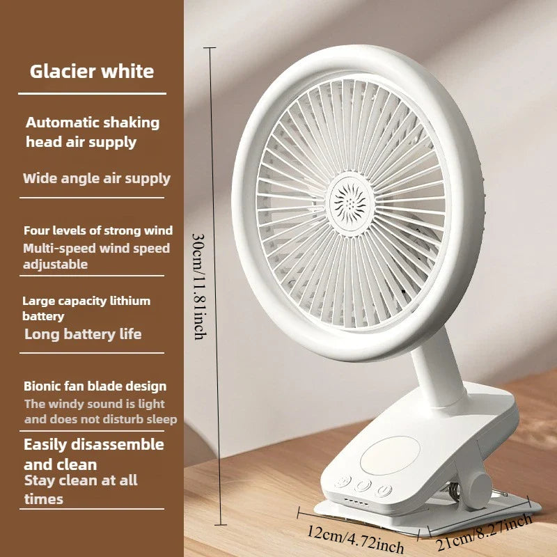 URGGU Q7 Clip Fan – Auto-Oscillating Portable Desktop Fan