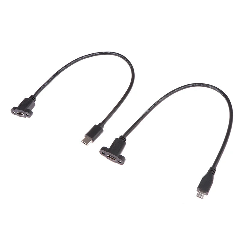 Micro Type USB USB 3.1 Male Connector To Type-c USB 3.1 Female Extension Cable 17mm With Screws Panel Mount Hole 0.3m Peaceful Pleasures Health and Wellness