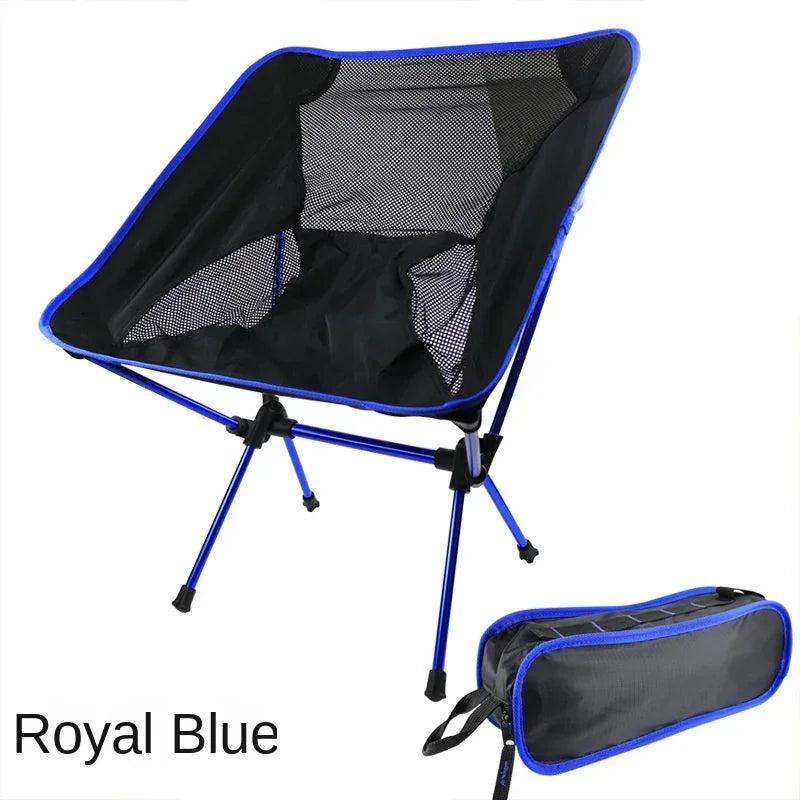Folding Camping Chair Travel Ultralight Beach Accessories Playa Fishing Lightweight Portable Outdoor Foldable Furniture Peaceful Pleasures Health and Wellness Blue