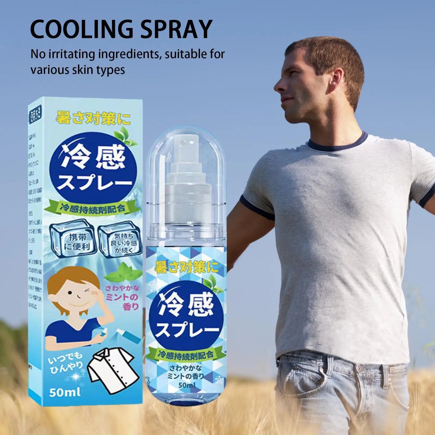 50ml Peppermint Cooling Mist Spray – Face & Body Refresher