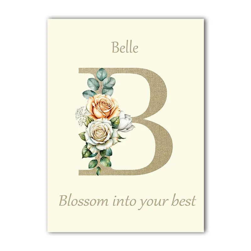 Custom Name Nursery Canvas Art | Bunny Floral Kids Wall Decor Nursery Canvas Print Peaceful Pleasures Health and Wellness