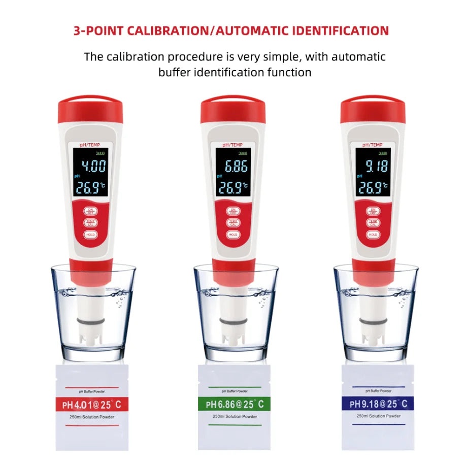 2 in 1 PH Temperature Tester LED Display Water Quality Monitor Testing Pen For Pool, Aquarium, Hot Spring, Drinking Peaceful Pleasures Health and Wellness