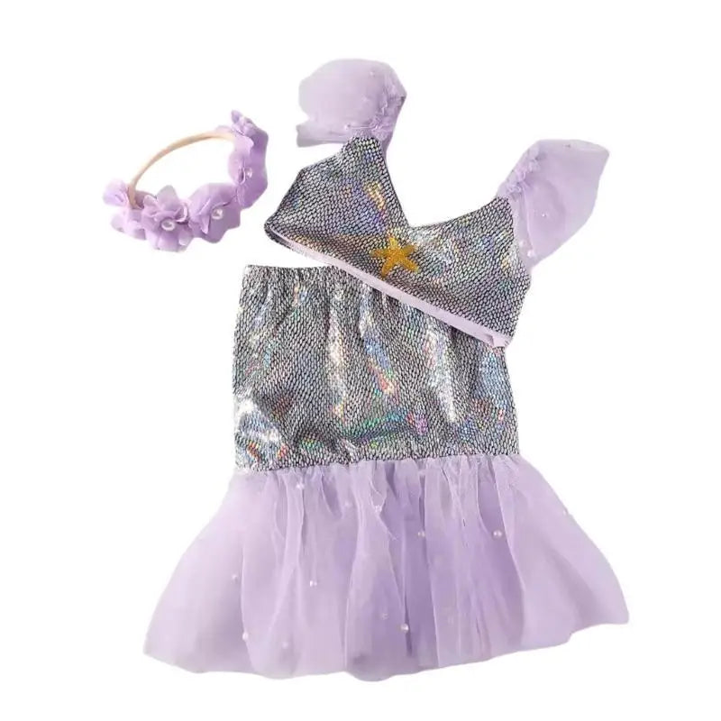 Baby Girl 3-Piece Photo Outfit – Skirt, Top & Headband Set
