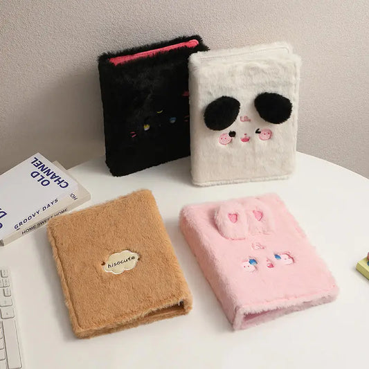 Cute Plush A5 Binder Collect Book Cover Stars Photo Cards Collect Book Storage Album Hardcover Notebook Stationery Supplies Peaceful Pleasures Health and Wellness