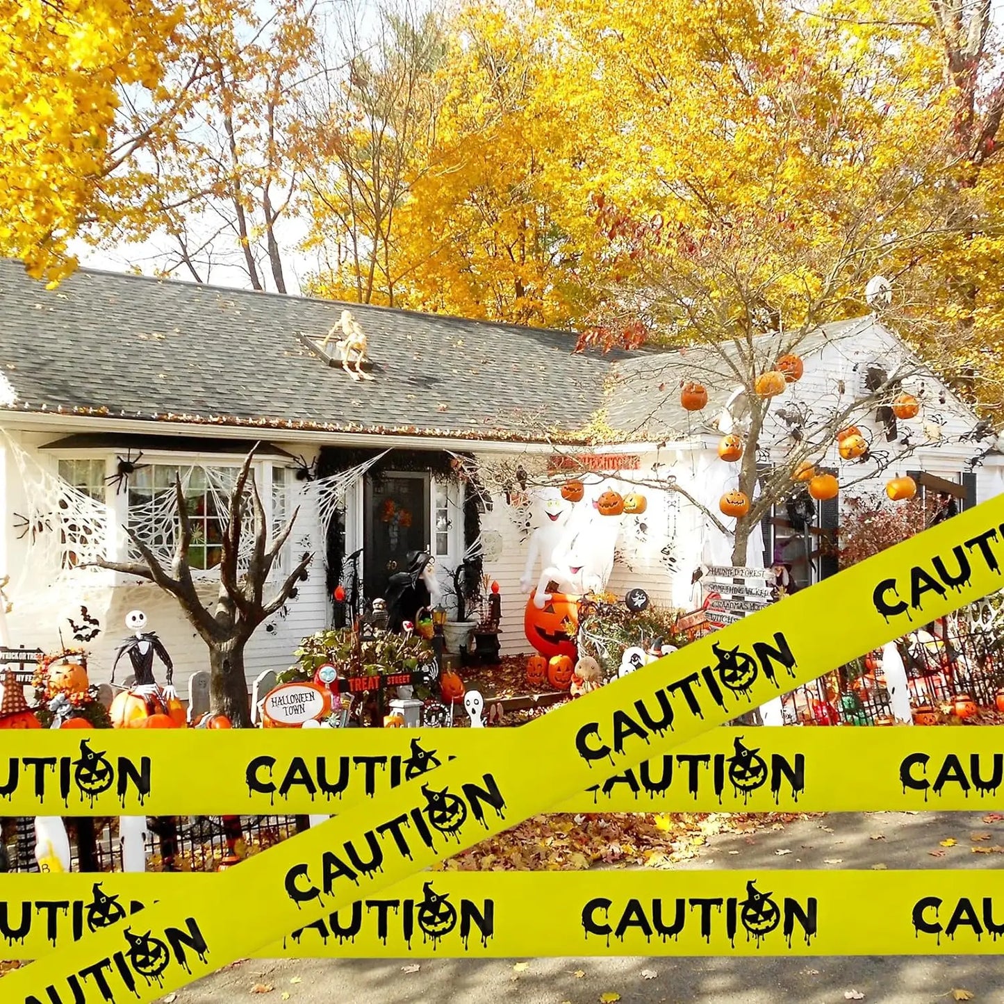Halloween Danger Tape Yellow Red Barricade Line Bold Caution