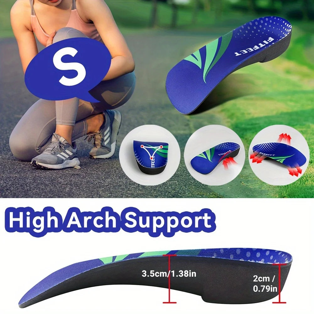 RooRuns Orthopedic Arch Support Shoes Insoles 3/4 Length Flat Feet Shoes Pads for Feet Plantar Fasciitis Heel Pain Relief Unisex Peaceful Pleasures Health and Wellness S 1pc