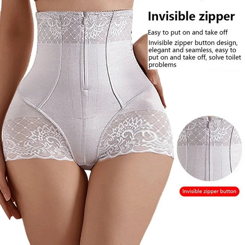 Tummy Control Panties Women Zipper Body Shaper Waist Pants Seamless
