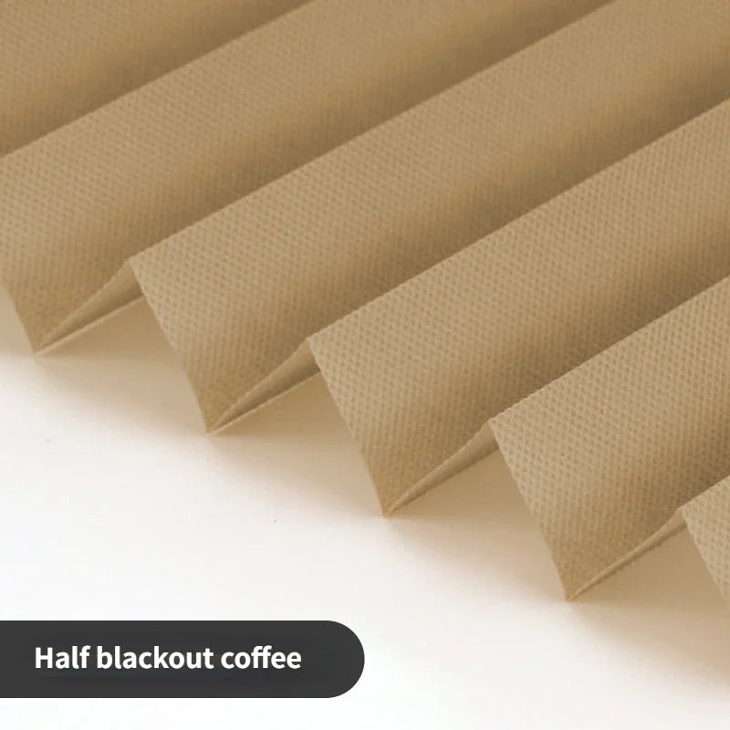 5 Size Self-adhesive Pleated Blinds Bathroom Balcony Shades Half Blackout Windows Curtains for Bedroom Living Room Balcony Peaceful Pleasures Health and Wellness Half blackout coffee 120cm X 180cm
