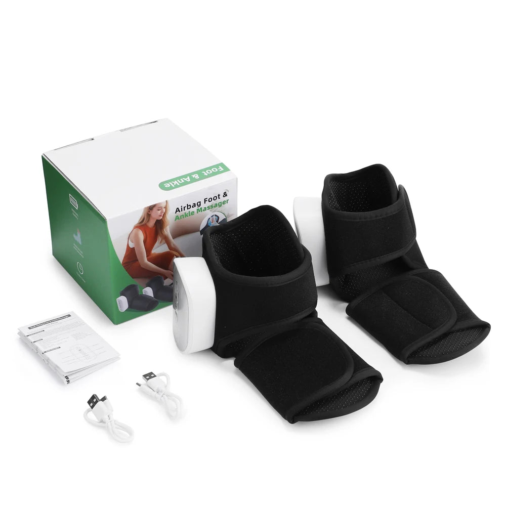2026 New 3 Mode 4 Level Dual Airbag Foot Ankle Massager Cordless Heated Foot Massager with Air Compression for Plantar Fasciitis Peaceful Pleasures Health and Wellness 2-pack