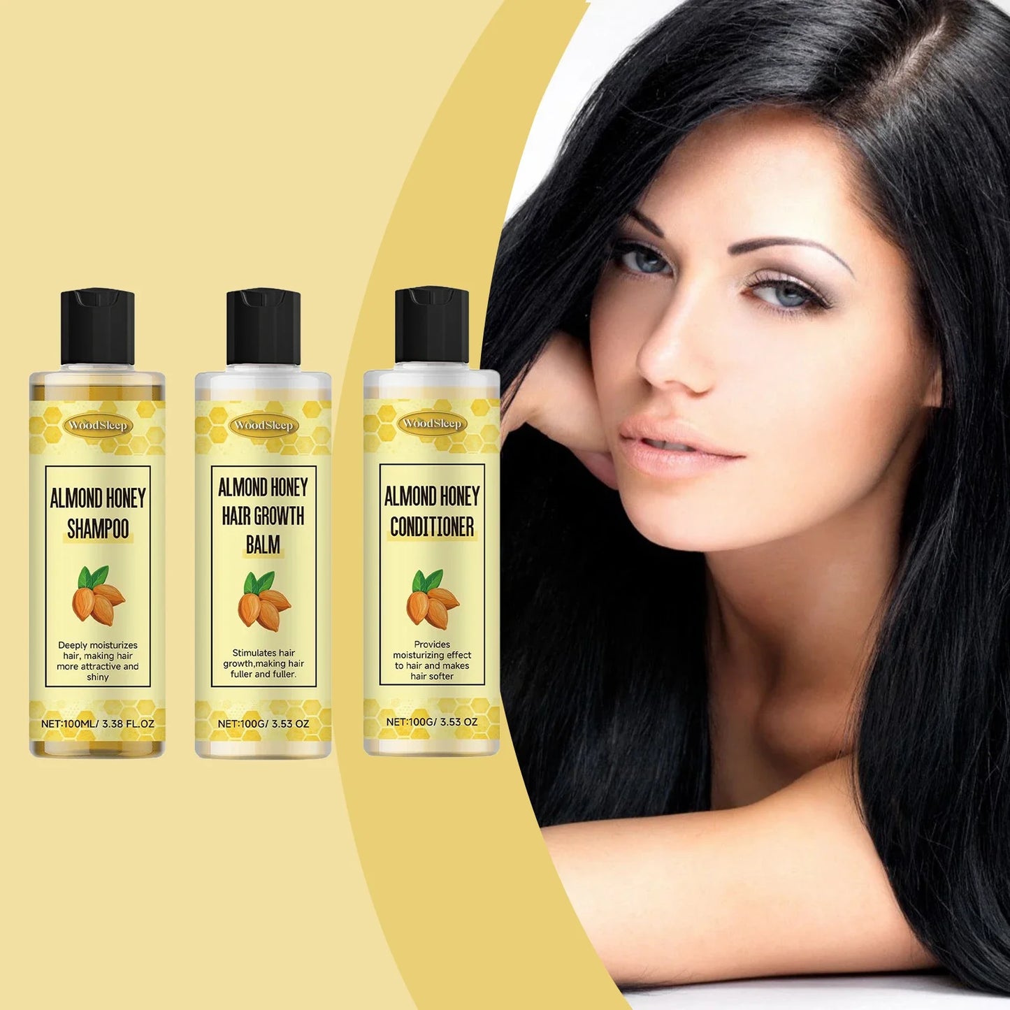 Natural Honey & Almond Shampoo, Balm & Conditioner Kit