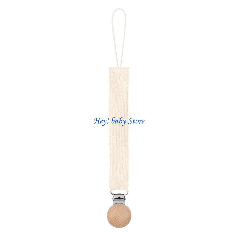 Baby Pacifier Clip Chain Holder | Cotton, Metal & Beech Wood