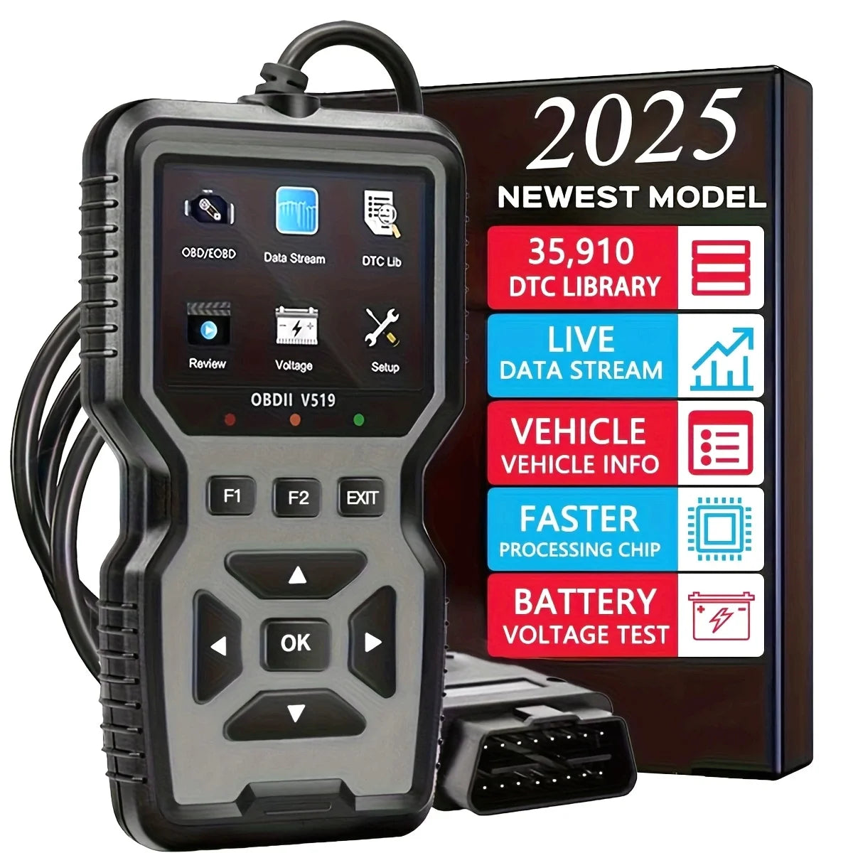 Professional Obd2 Diagnostic Tool for Heavy-Duty Vehicle Repair - Code Reader/Resetter, Supports Real-Time Data Stream, No Battery Required, Compatible with Vehicles from 1996 Onwards (Obdii/Eobd, Mode 6/8), Suitable for Mech Peaceful Pleasures Health and Wellness Gray