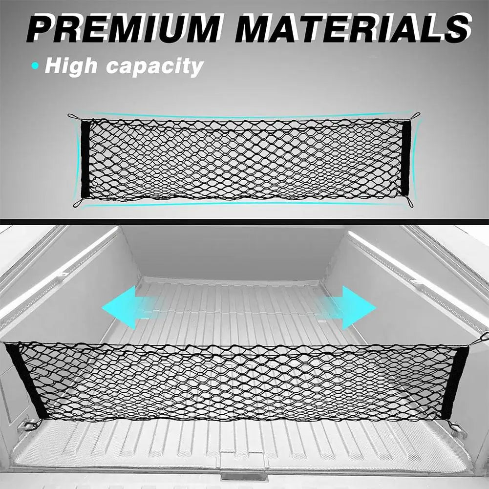 110cm Car Trunk Net Adjustable Elastic Rear Cargo Mesh Organizer with Hooks Universal Auto Accessories for Car SUV Truck Van Peaceful Pleasures Health and Wellness