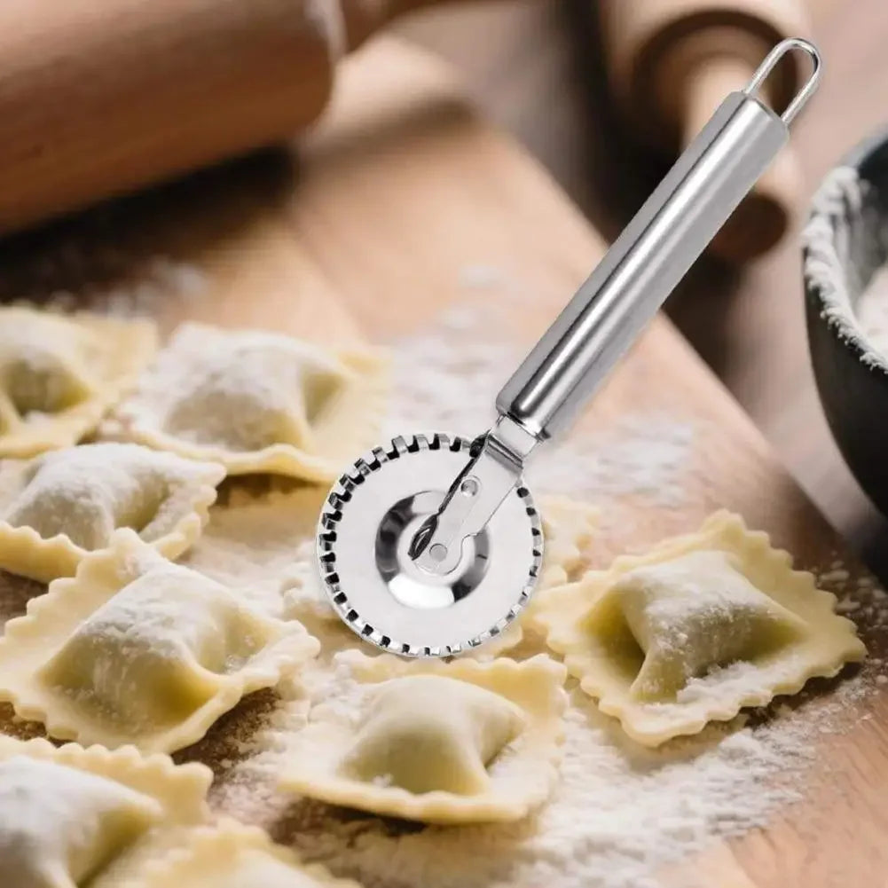 Stainless Steel Dumpling Embossing Cutter Wheel Hand-Cutting Baking Tool for Side-Embossed Biscuit Cookie Mold Pasta Dough Decor Peaceful Pleasures Health and Wellness