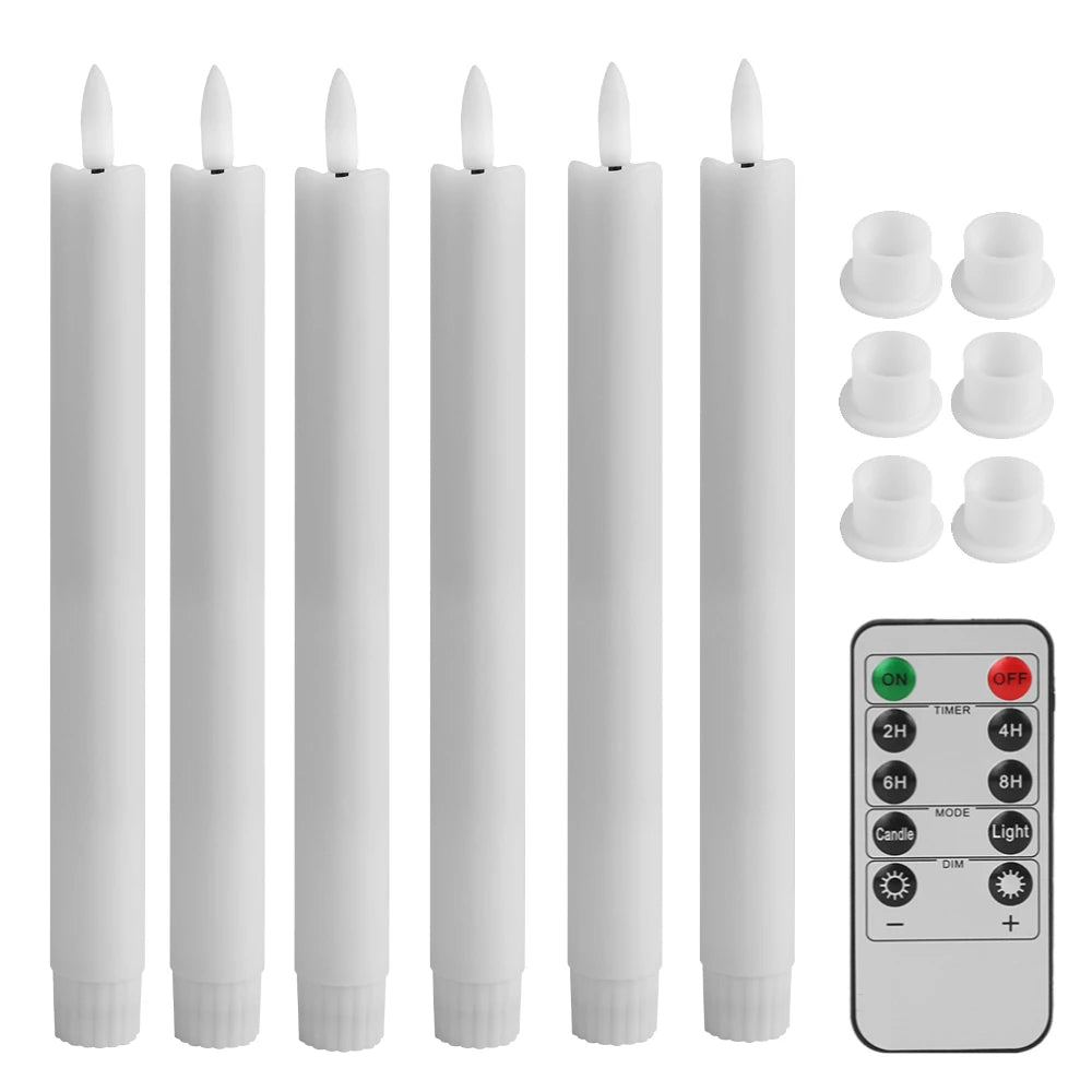 6/12/24pc Pack Flameless Taper Candles Battery Operated Flickering Window Candle Gold Holder Party Home Christmas Table Decor ﻿ Peaceful Pleasures Health and Wellness 6pcs white 24pcs