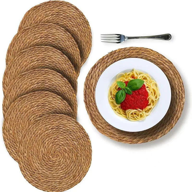 2026 New Pot Mats Handwoven Rattan Placemats Round Heat Insulation Mats Natural Woven Table Mats For Dining Home Wedding Decor Peaceful Pleasures Health and Wellness