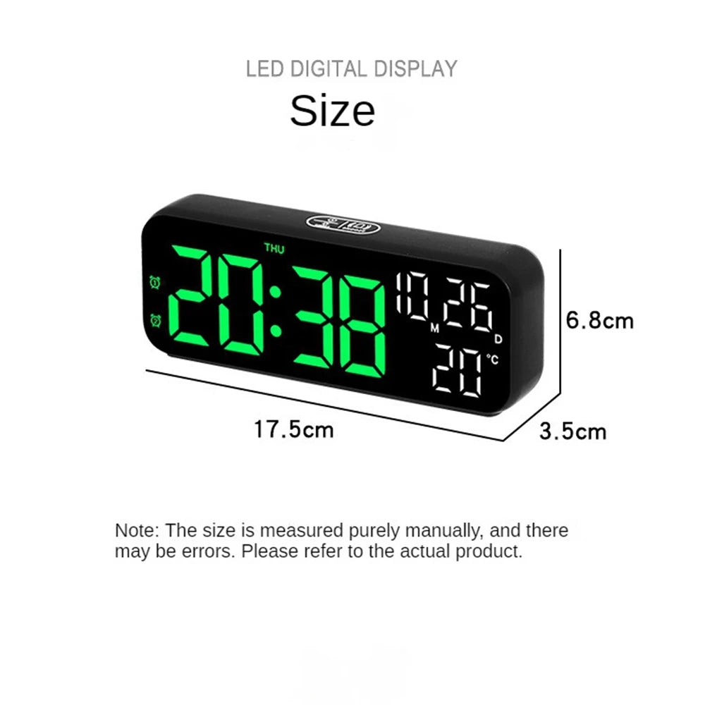Digital Alarm Clock Temperature and Date Week Display Night Mode Table Clock Voice Control 12/24H Electronic LED Alarm Clocks Peaceful Pleasures Health and Wellness