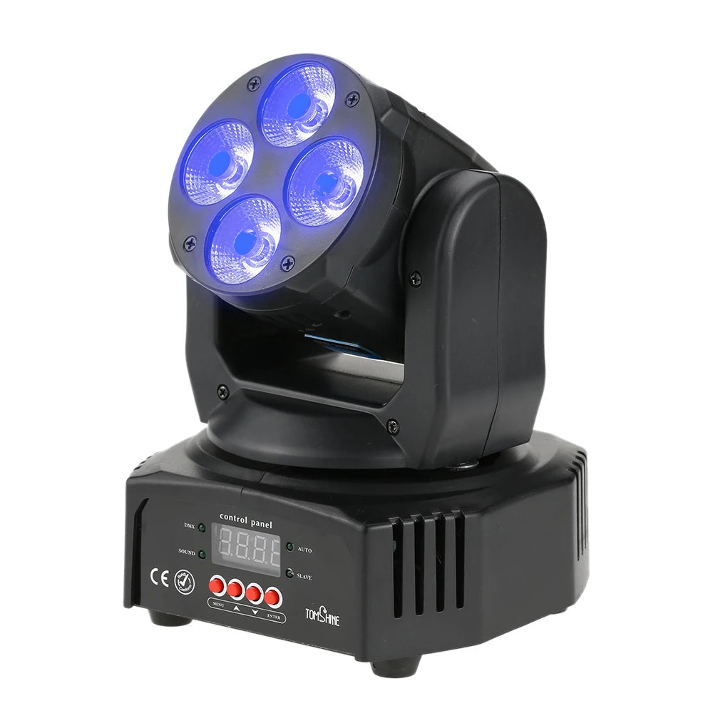 60W 4 LEDs RGBW+Amber+UV 6-in-1 Washing Effect Moving Heads Stage Light AC90-240V 16/18 Channels Sound Activation Peaceful Pleasures Health and Wellness