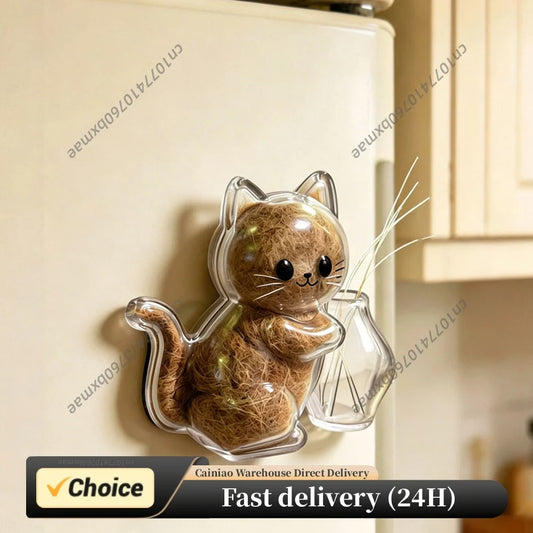 Cute Cat Fur Storage Memorial Pet Hairs Collector Commemorative Refrigerator Magnet for Pets Hairs Removal and Home Cleaning Use Peaceful Pleasures Health and Wellness