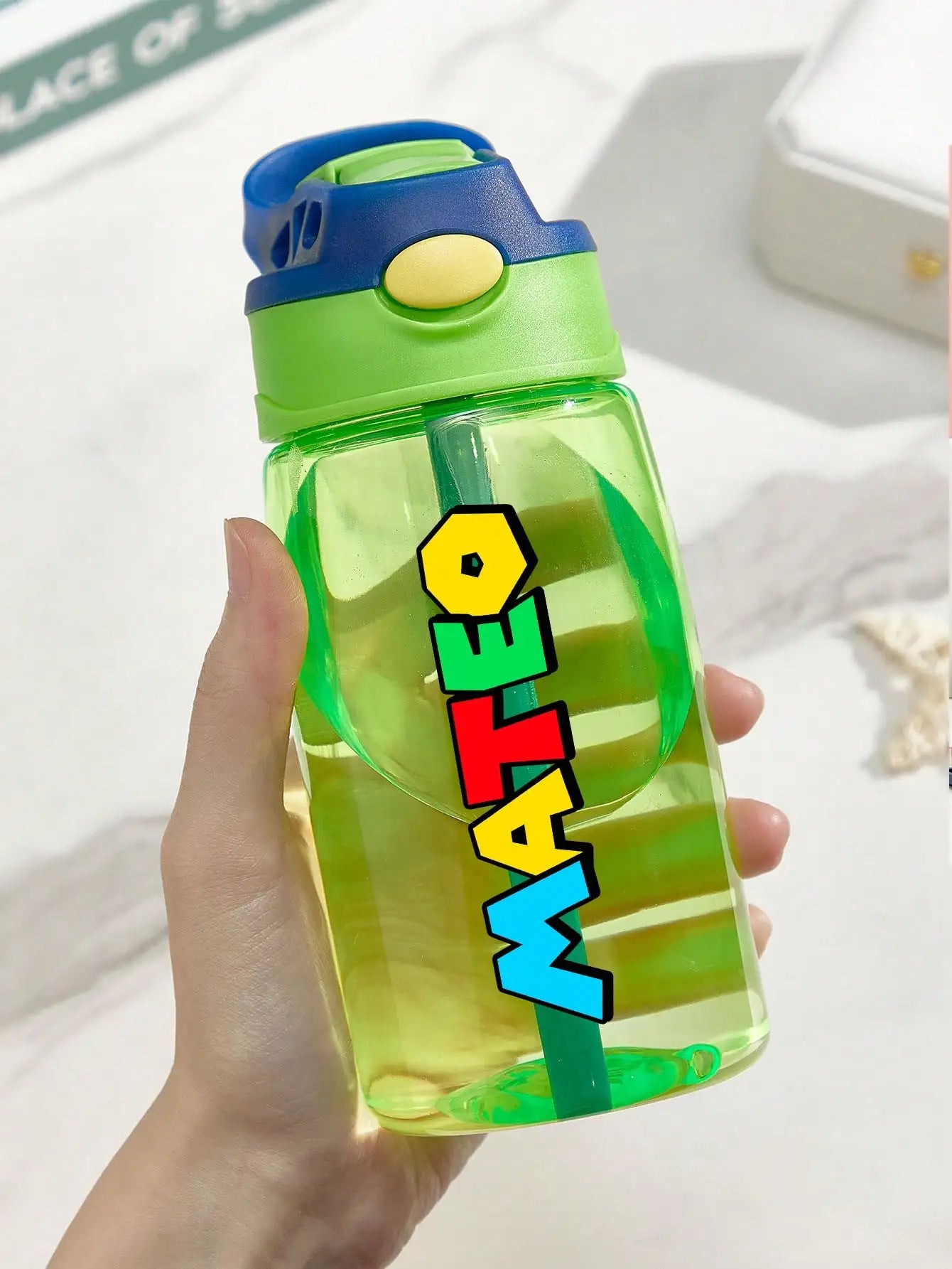1pc Custom Water Bottle Personalized Name Cup with Straw and Lid 16oz 480ml Gift for Him Her Home Office Peaceful Pleasures Health and Wellness