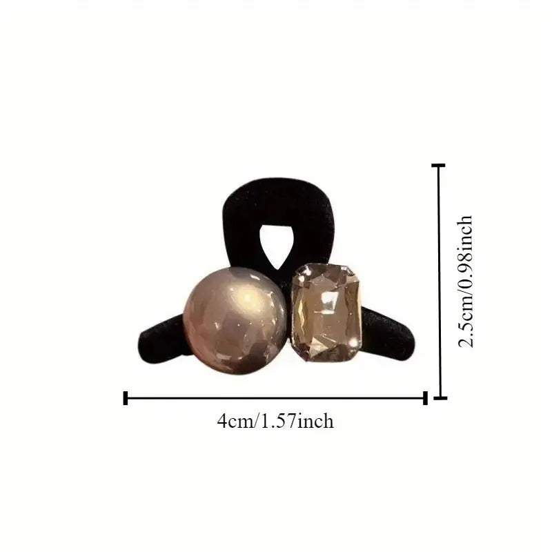 Luxurious Velvet Hair Barrette – Pearl & Rhinestone Round Clip Hair Barrette Peaceful Pleasures Health and Wellness