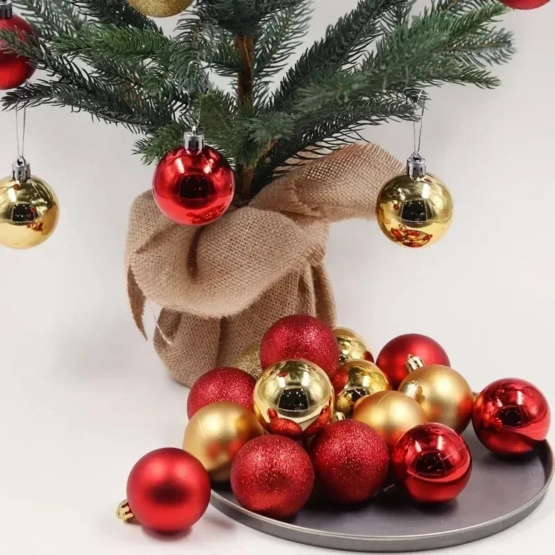 24Pcs 3/4/6CM Christmas Balls Big Ball Christmas Tree Pendant Ornaments for Party Decor 2025 New Year Navidad Gifts Accessory Peaceful Pleasures Health and Wellness