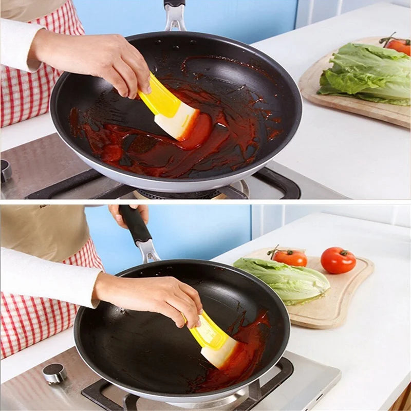 1/2/3Pcs Kitchen Scraper Oil Stain Cleaning Silicone Spatula Cake Baking Pastry Gadgets Dirty Pan Pot Dishes Cleaner Tools Peaceful Pleasures Health and Wellness