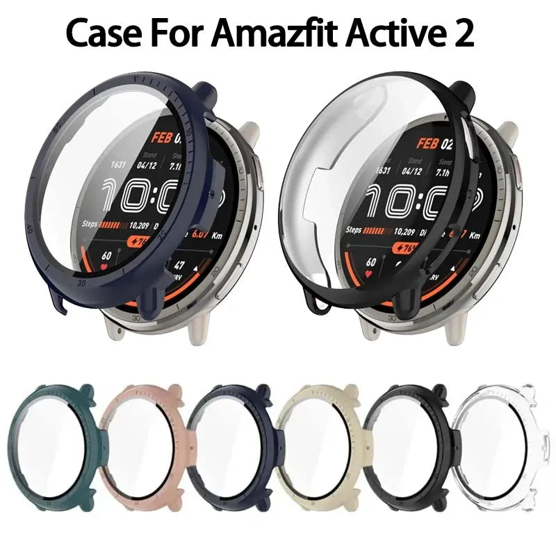 Amazfit Active 2 Case & Tempered Glass Screen Protector
