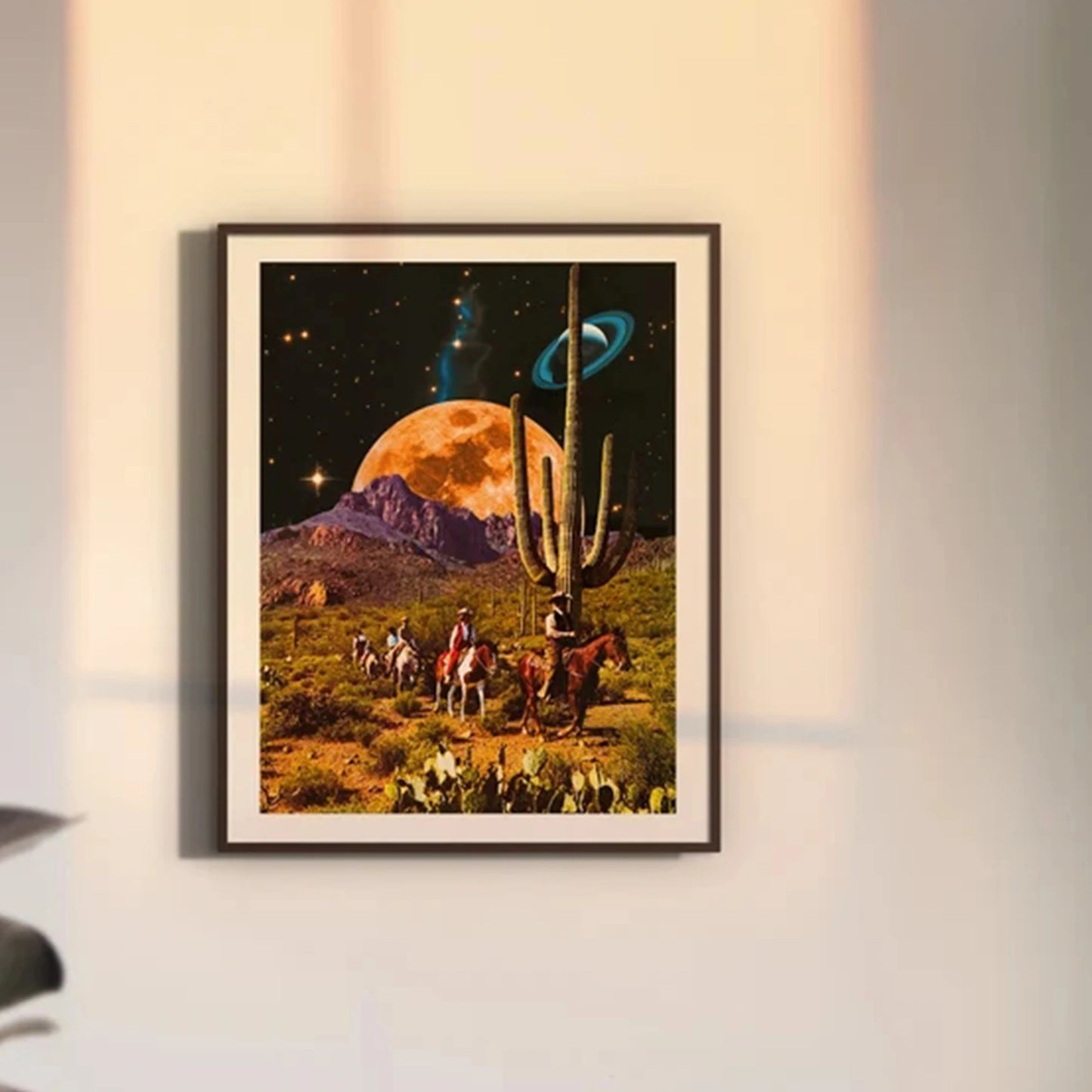 Retro Space Western Cowboys Canvas Wall Art Print | Home Decor