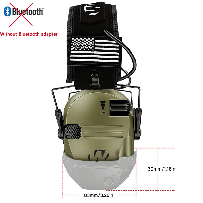 Electronic Shooting Earmuff reduce noise to protect hearing train tactical headphones to strengthen human voice Headset Foldable Peaceful Pleasures Health and Wellness W1 Green without BT