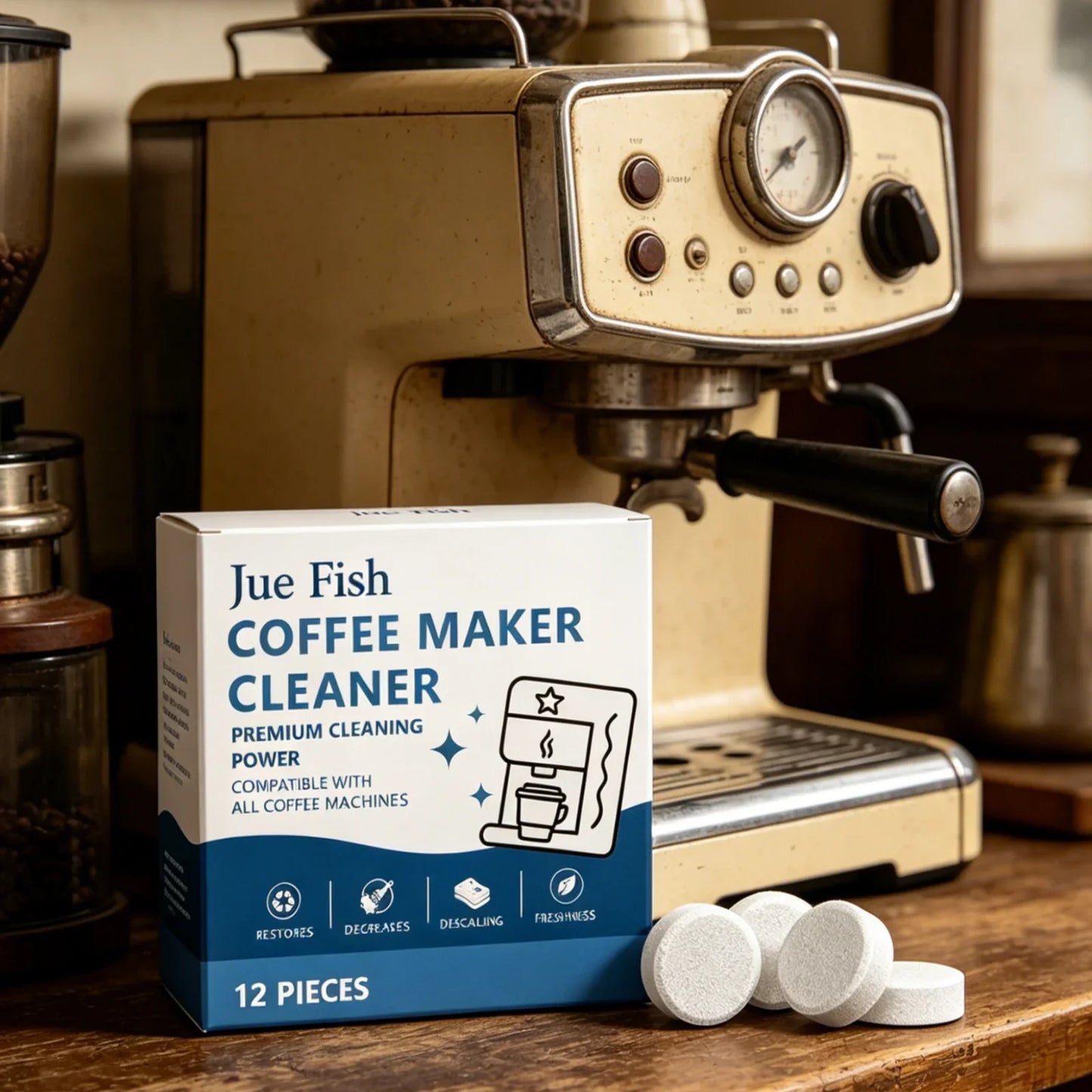 Jue-Fish Coffee Machine Cleaning Tablets 12-Pack | Descaler