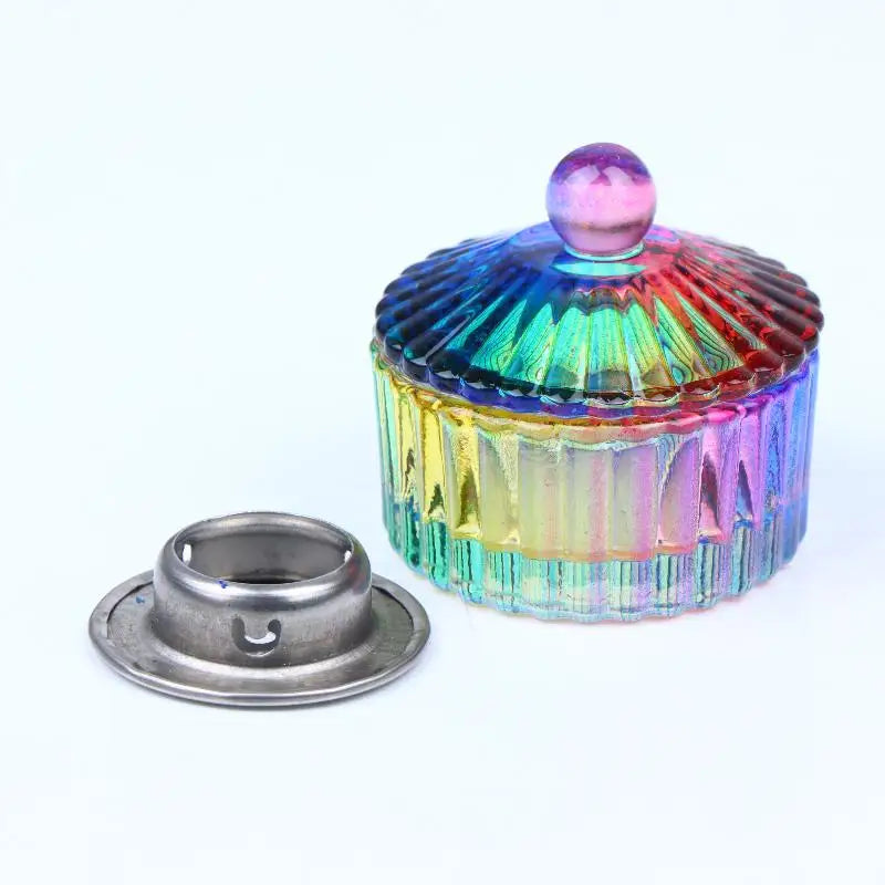 Color Crystal Glass Dish Acrylic Powder Liquid Holder Container Shape Nail Lid Cup Bowl Manicure Accessories Peaceful Pleasures Health and Wellness Default Title
