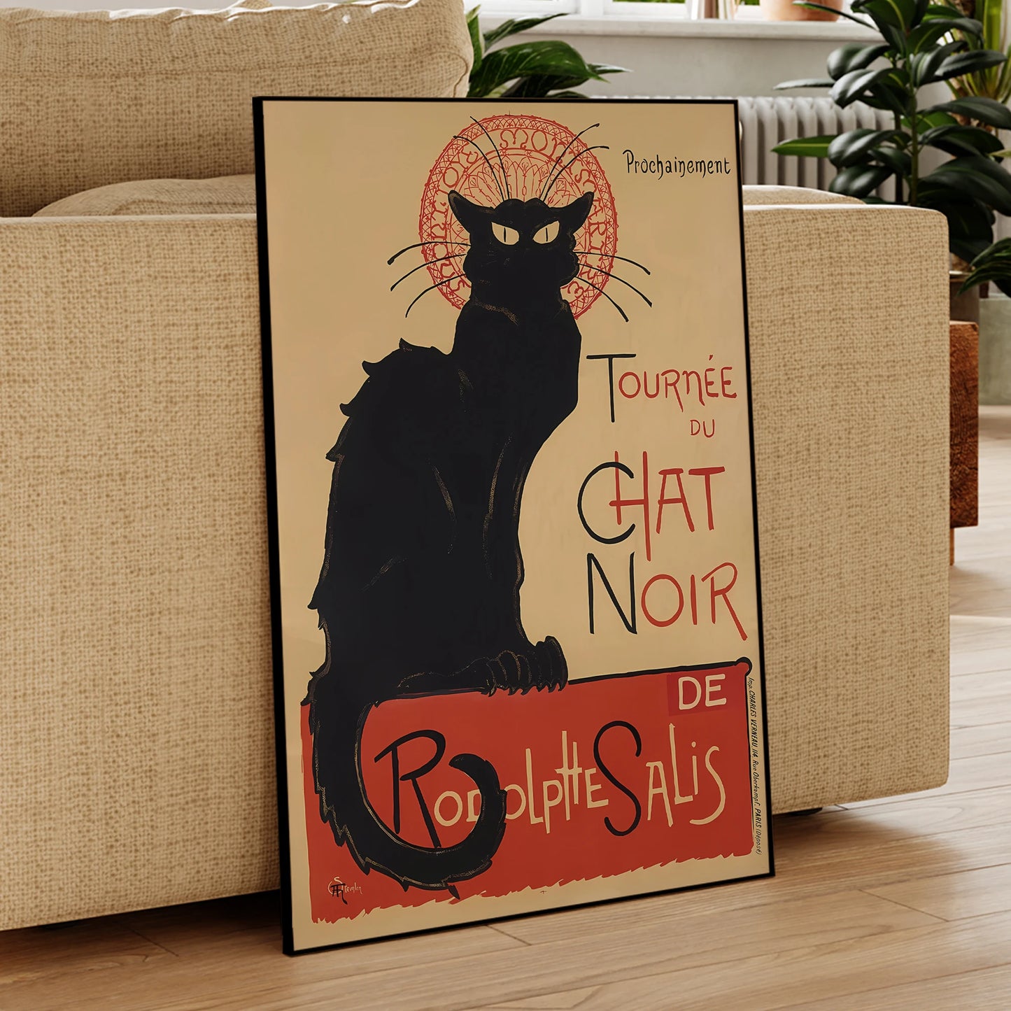 Modern Chat Noir - Black Cat Vintage French Poster Wall Art Prints Canvas Painting Poster Picture For Living Room Home Decor Peaceful Pleasures Health and Wellness