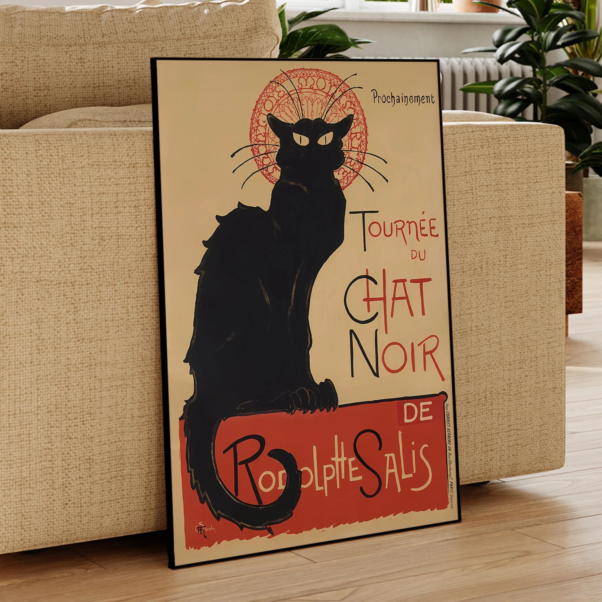 Modern Chat Noir - Black Cat Vintage French Poster Wall Art Prints Canvas Painting Poster Picture For Living Room Home Decor Peaceful Pleasures Health and Wellness