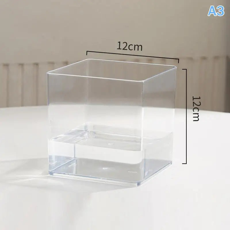 Transparent Acrylic Plant Pot | Square & Round Bonsai Planter