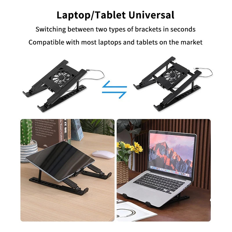 Foldable Laptop Cooling Stand with Built-In Fan | Height Adjustable