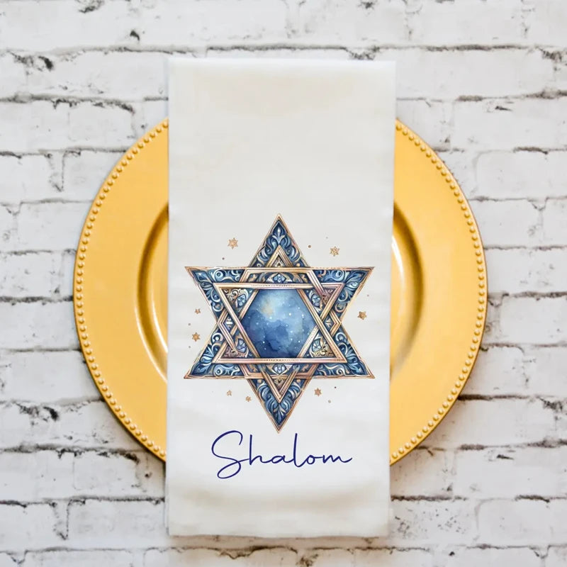 Hanukkah Kitchen Towel – Star of David Shalom Jewish Holiday Gift