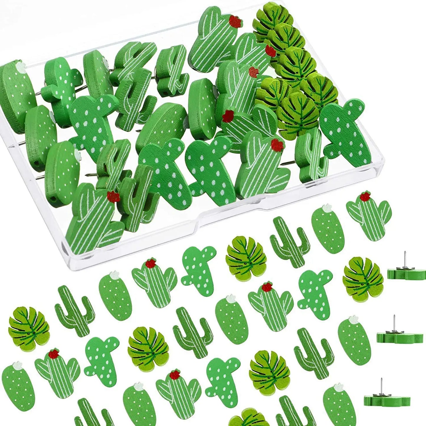 Bview Art DIY Wooden Flamingo Cactus Push Pins Decorative Thumb Tacks