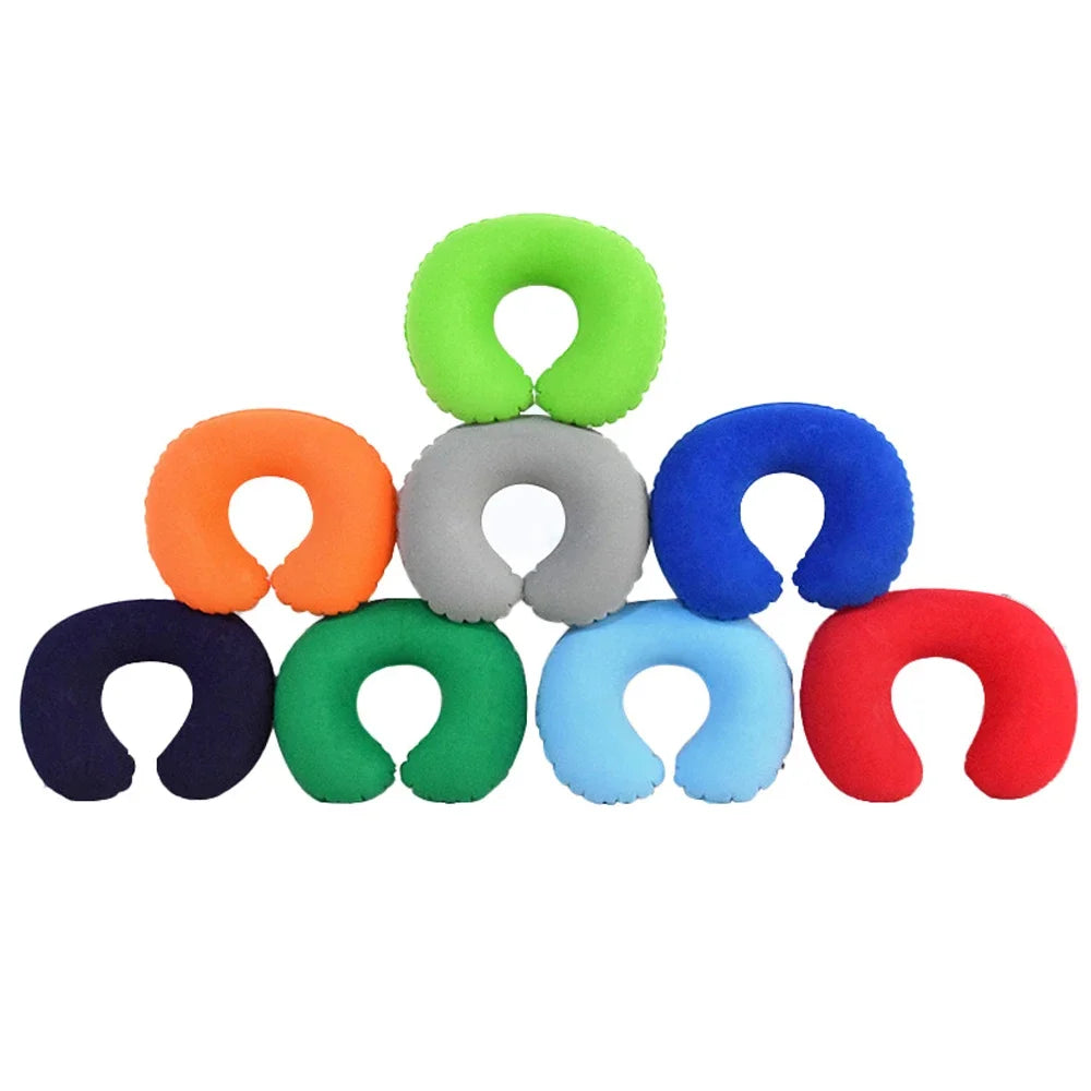 1pc Inflatable C-shaped Pillow Travel Neck Pillow Portable Round Pillow Cushion Peaceful Pleasures Health and Wellness