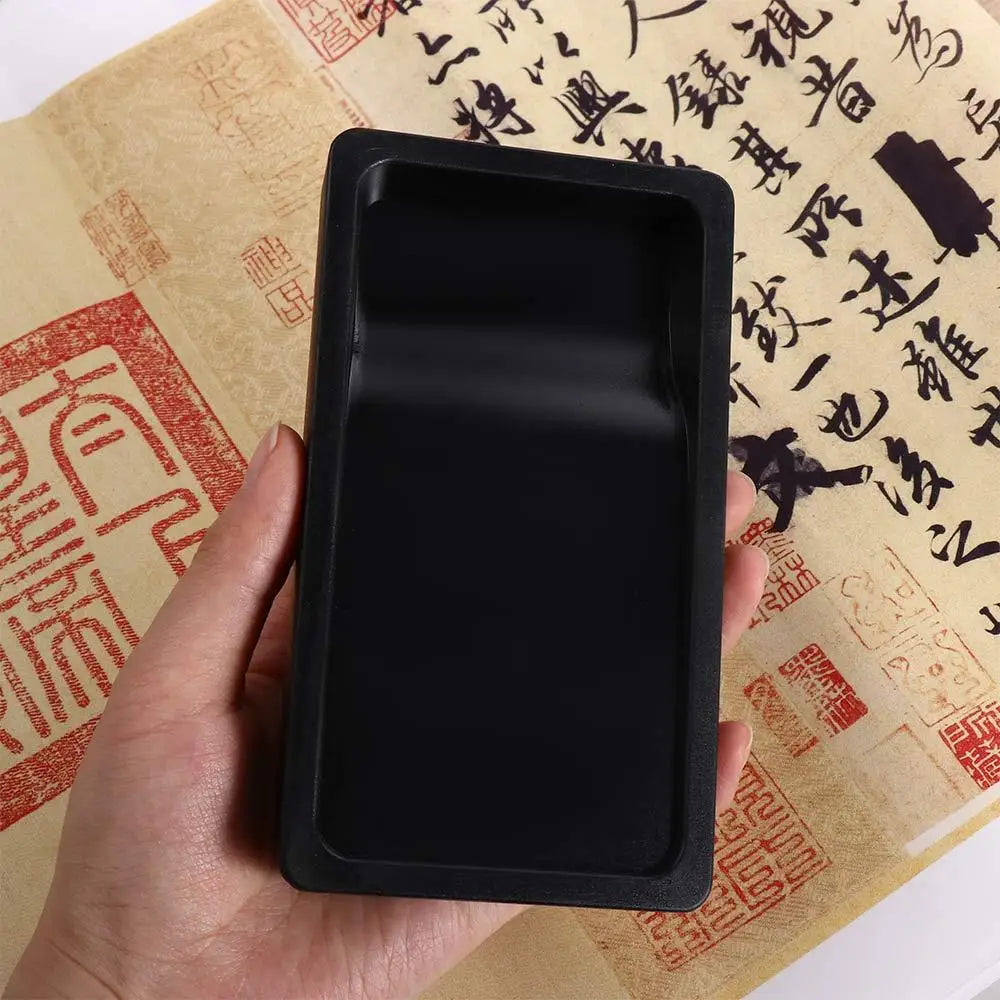 Lightweight Portable Writing Multi-function Two-sided Penmanship Chinese Brush Calligraphy Inkwell Inkslab Calligraphy Inkstone Peaceful Pleasures Health and Wellness black