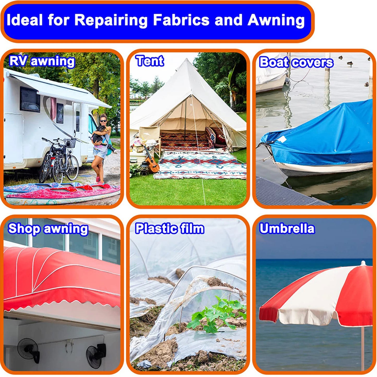 RV Awning Repair Tape Waterproof Sealing Patch For Tent Canopy Boat Cover Tarpaulin Heavy Duty Tape For Outdoor Camping Hiking Peaceful Pleasures Health and Wellness