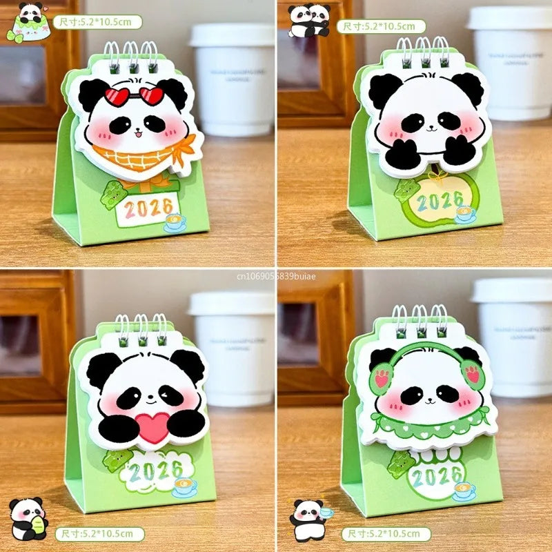 2026 Year Cartoon Panda Calendar Desktop Mini Calendar Clock in Program Student Rewards Creative Gifts Desk Accessories decor Peaceful Pleasures Health and Wellness random 1pcs