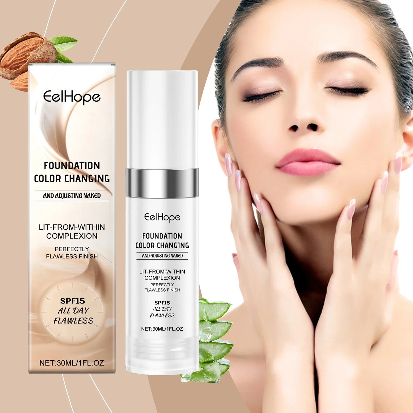Eelhope Hydrating Liquid Foundation – Dewy Finish, 30ml