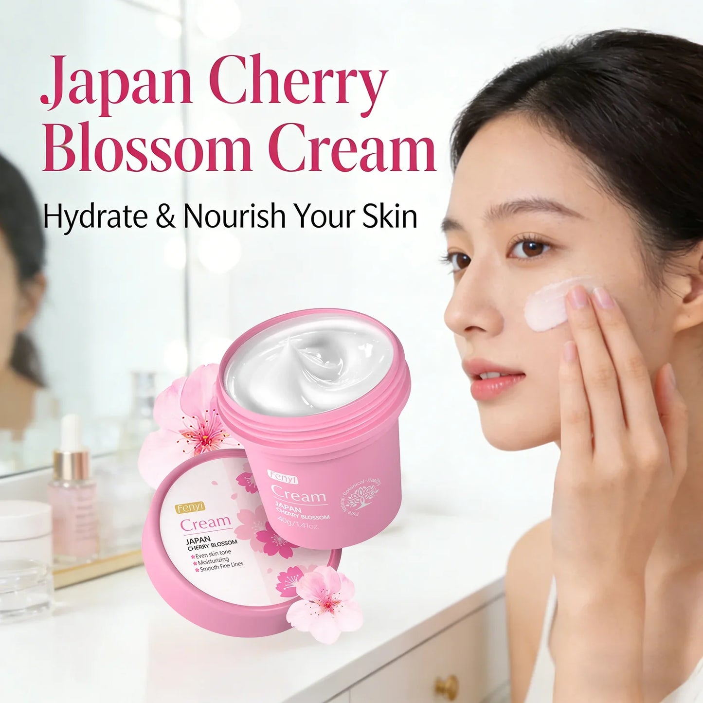 LAIKOU Cherry Blossom Face Cream – Hydrating Moisturizer 40g