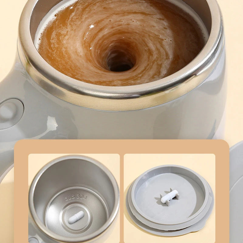 Portable Automatic Stirring Coffee Mug Magnetic Electric Stainless Steel Self Mixing Coffee Tumbler Rotating Home Office Travel Peaceful Pleasures Health and Wellness