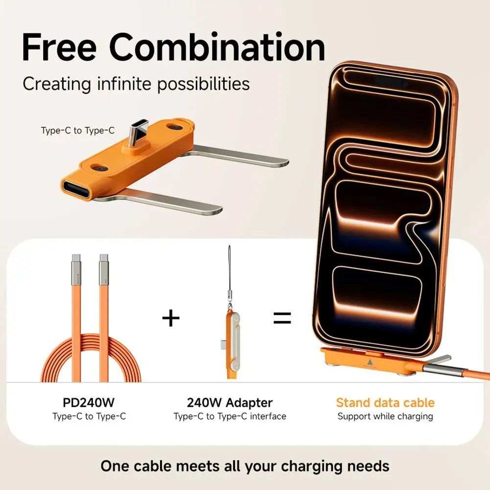 240W Charging Cable With Type-C Magnetic Stand - 2-in-1 Stand Charging Cable For Mobile Phones, Tablets & Gaming Devices Peaceful Pleasures Health and Wellness