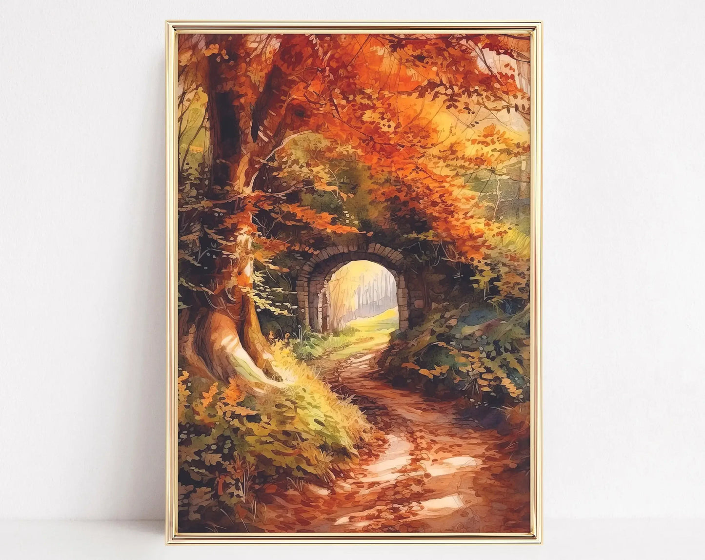 Autumn Forest Path Canvas Print | Golden Leaves Wall Art